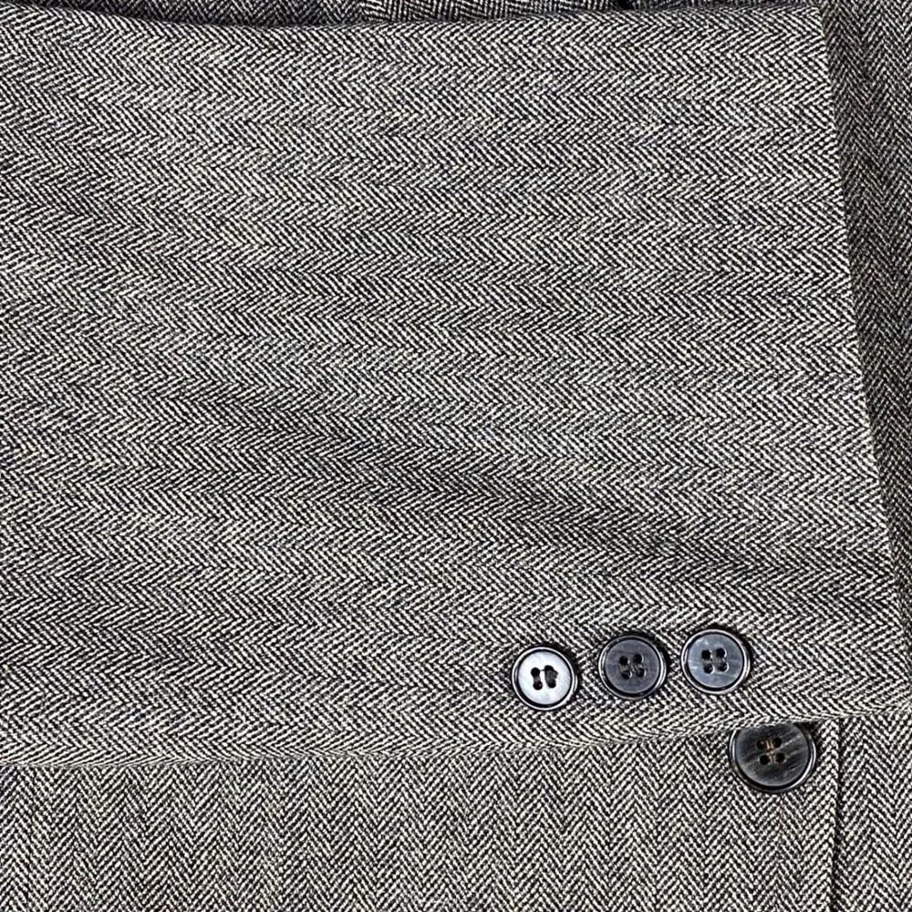 Shipley Mens Blazer 44L Brown Gray Herringbone Vintage‎ 100% Wool Sport Coat